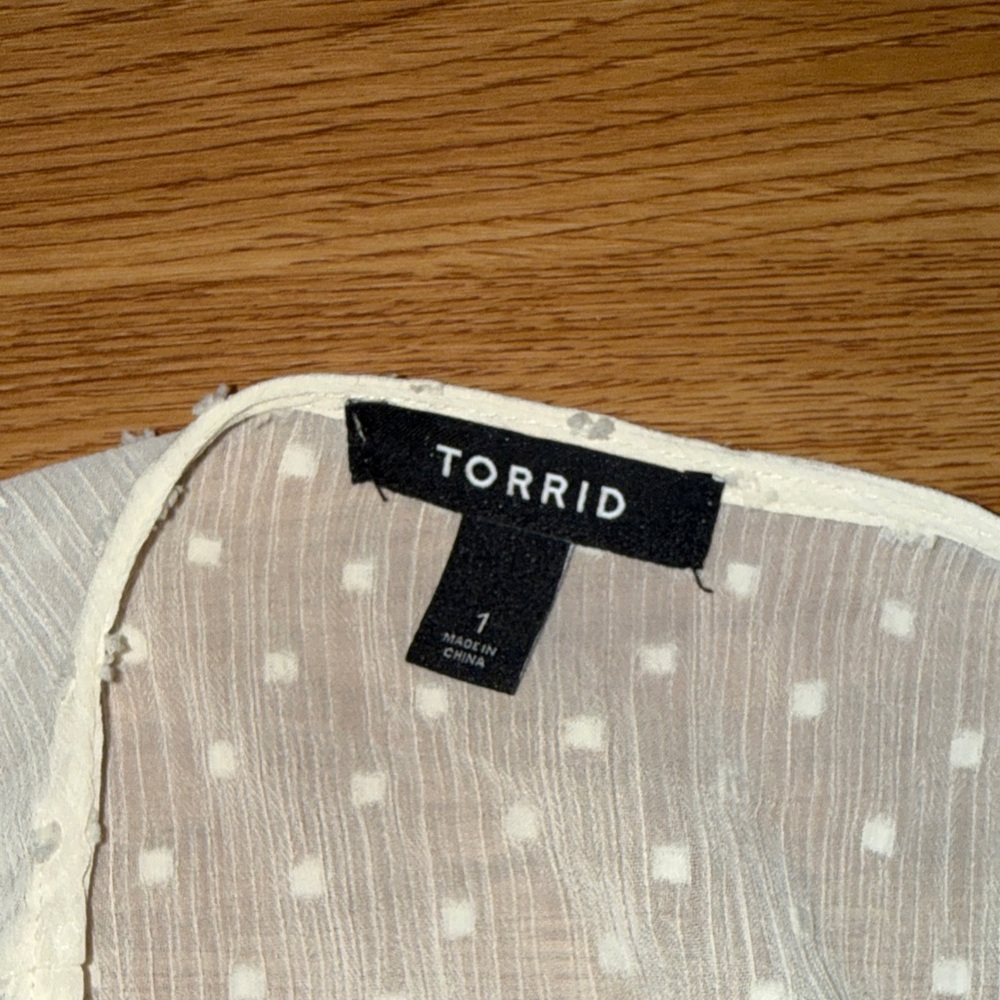 Torrid Cream Sheer Polka Dot Cover-Up - Picture 2 of 4